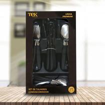 Conjunto de Talher C/ Escorredor 25 Peças Preto Conjunto de Talher C/ Escorredor 25 Peças Preto