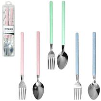 Conjunto De Talher Com Colher + Garfo De Inox Cabo Plastico No Estojo - FU XING