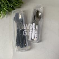 Conjunto de Talher Estampado de Mármore com Estojo - Interponte / WX Gift