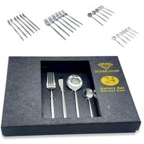Conjunto de Talheres 24 Peças Aço Inox Varias Cores escolha a Sua