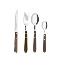 Conjunto de Talheres 24 Peças Cucina Mia Simonaggio Aço Inox com Cabo de Madeira