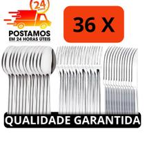 Conjunto de Talheres 36 Peças em Aço Inox - 12 Facas, 12 Garfos e 12 Colheres para Cozinha e Mesa Conjunto de Talheres 36 Peças em Aço Inox - 12 Facas, 12 Garfos e 12 Colheres para Cozinha e Mesa