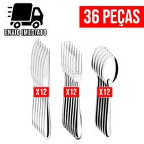 Conjunto de Talheres 36 Peças para Cozinha Aço Inox 12 Garfos 12 Facas 12 Colheres Conjunto de Talheres