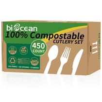 Conjunto de talheres Biocean Compostable 450 unidades, ecológico