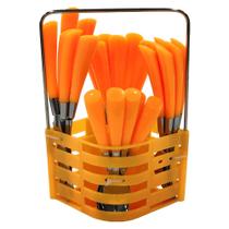 Conjunto de Talheres c/ Dispenser 24 Peças Laranja - Jiale