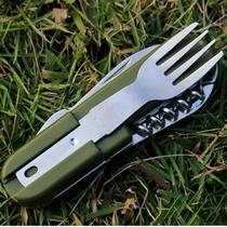 Conjunto de Talheres Camping Pesca Passeio Kit Sobrevivência