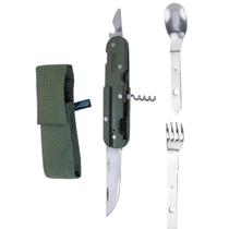 Conjunto de Talheres Canivete Nautika Timber para Acampamento Camping Portátil Inox NTK