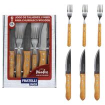 Conjunto de Talheres Churrasco Jumbo 6 Peças Garfo Faca Wooden Fratelli Conjunto de Talheres Churrasco Jumbo 6 Peças Garfo Faca Wooden Fratelli
