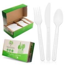 Conjunto de talheres compostáveis Treeatery 380 peças em branco marfim