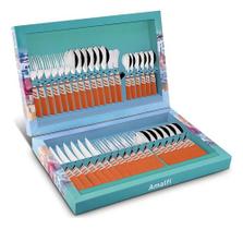 Conjunto De Talheres De 38 Peças, Amalfi, Tramontina. Cor: Laranja E Branco Conjunto De Talheres De 38 Peças, Amalfi, Tramontina. Cor: Laranja E Branco