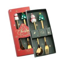 Conjunto De Talheres De Aço Inoxidável Com Tema De Natal, Faca, Garfo E Colher Em Estilo Cartoon,