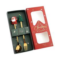 Conjunto De Talheres De Aço Inoxidável Para Natal 2/4/6 Peças Colher Garfo Sobremesa Café Chá