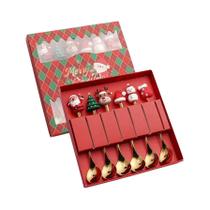 Conjunto De Talheres De Aço Inoxidável Para Natal 2/4/6 Peças Criativas Para Café, Chá E Sobremesa