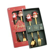 Conjunto De Talheres De Aço Inoxidável Para Natal 2/6 Peças Criativas Para Café, Chá E Sobremesa Conjunto De Talheres De Aço Inoxidável Para Natal 2/6 Peças Criativas Para Café, Chá E Sobremesa