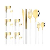 Conjunto De Talheres De Aço Inoxidável Preto E Dourado 36 Peças Faca Garfo Colher Hashi Utensílios