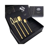 Conjunto De Talheres De Aço Inoxidável Preto Fosco Com 32 Peças, Faca, Garfo E Colher, Utensílios
