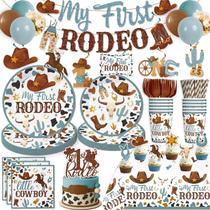 Conjunto de talheres de aniversário Yingoto My First Rodeo Boy 168 unidades Conjunto de talheres de aniversário Yingoto My First Rodeo Boy 168 unidades