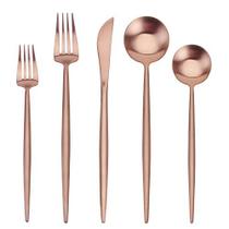 Conjunto de talheres de cobre fosco, SHARECOOK 20 peças de aço inoxidável acabamento acetinado conjunto de talheres para 4, conjunto de utensílios de cozinha, conjunto de talheres de louça para casa e restaurante