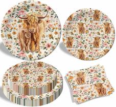 Conjunto de talheres de festa Buerhanerry Highland Cow para 24 convidados