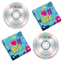 Conjunto de talheres de festa com tema dos anos 90, 50 unidades de pratos e guardanapos Conjunto de talheres de festa com tema dos anos 90, 50 unidades de pratos e guardanapos