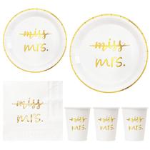 Conjunto de talheres de festa Crisky Gold Miss to Mrs Bridal Shower Conjunto de talheres de festa Crisky Gold Miss to Mrs Bridal Shower