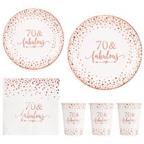 Conjunto de talheres de festa Crisky Rose Gold 70 Fabulous 70º aniversário