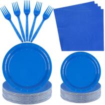 Conjunto de talheres de festa descartáveis Fairooth Blue 100 unidades Conjunto de talheres de festa descartáveis Fairooth Blue 100 unidades