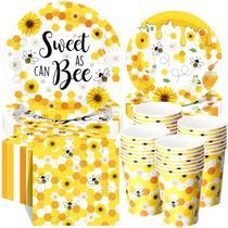 Conjunto de talheres de festa Funnymoom Bee Honeycomb 250 unidades para 50 Conjunto de talheres de festa Funnymoom Bee Honeycomb 250 unidades para 50