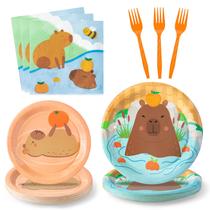 Conjunto de talheres de festa G1ngtar Capybara Cartoon para 24 convidados