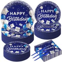 Conjunto de talheres de festa gisgfim 50 Guests Blue Birthday Conjunto de talheres de festa gisgfim 50 Guests Blue Birthday