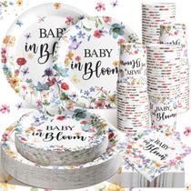 Conjunto de talheres de festa Hsei Baby in Bloom para 50 convidados, 250 unidades Conjunto de talheres de festa Hsei Baby in Bloom para 50 convidados, 250 unidades