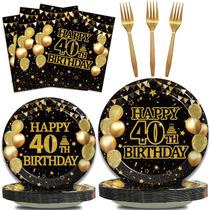 Conjunto de talheres de festa Kepeel 40th Birthday 96 unidades para 24 convidados Conjunto de talheres de festa Kepeel 40th Birthday 96 unidades para 24 convidados