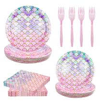 Conjunto de talheres de festa LMJUNZZ Mermaid Scale 120 peças