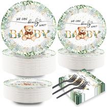 Conjunto de talheres de festa Naozinebi Sage Green Bear Baby Shower Conjunto de talheres de festa Naozinebi Sage Green Bear Baby Shower