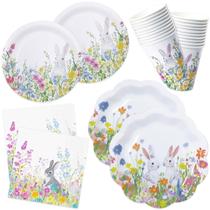 Conjunto de talheres de festa YY Easter 100PCS descartável com pratos Conjunto de talheres de festa YY Easter 100PCS descartável com pratos