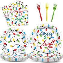 Conjunto de talheres de festa ZOIIWA Merry Christmas 96 unidades com luzes Conjunto de talheres de festa ZOIIWA Merry Christmas 96 unidades com luzes