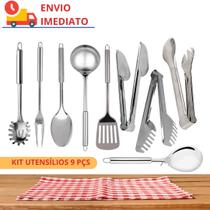 Conjunto de Talheres de Inox com 9 pç Espátula Colher Concha