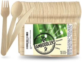 Conjunto de talheres de madeira descartáveis BAMBOODLERS 200-16,5 cm 100% natural, ecológico