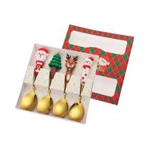 Conjunto De Talheres De Natal Elk 4 Peças: Colher, Garfo, Colher De Sobremesa E Garfo De Bolo,