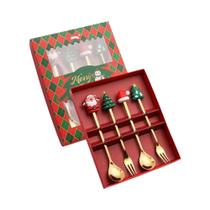 Conjunto De Talheres De Natal Em Caixa De Presente 2PCS 4PCS 6PCS Com Tema Boneco De Neve E Tema
