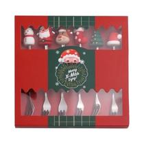 Conjunto De Talheres De Natal Em Ouro E Prata 6/4 Peças Com Colher De Sobremesa Em Forma De Cervo E Conjunto De Talheres De Natal Em Ouro E Prata 6/4 Peças Com Colher De Sobremesa Em Forma De Cervo E