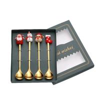 Conjunto De Talheres De Natal Em Ouro E Prata 6/4 Peças Com Design De Alce E Árvore, Incluindo