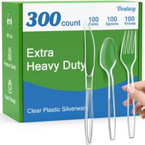 Conjunto de talheres de plástico Dealusy, 300 unidades, sem BPA, resistente ao calor Conjunto de talheres de plástico Dealusy, 300 unidades, sem BPA, resistente ao calor