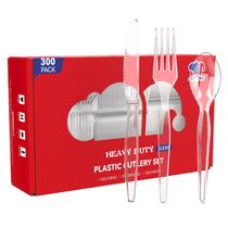Conjunto de talheres de plástico descartáveis JOLLY CHEF 300pcs Clear Conjunto de talheres de plástico descartáveis JOLLY CHEF 300pcs Clear