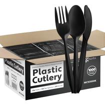Conjunto de talheres de plástico descartáveis Munfix 1000pcs preto