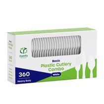 Conjunto de talheres de plástico descartáveis, pacote confortável, 360 unidades