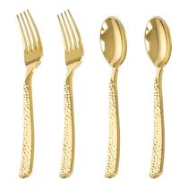 Conjunto de talheres de plástico dourado descartável KIRE 400PCS