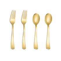 Conjunto de talheres de plástico dourado N9R 100 unidades (50 colheres mais 50 garfos)