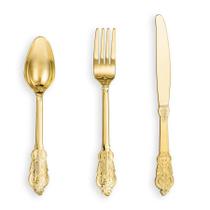 Conjunto de talheres de plástico dourado N9R 120 unidades para festas e casamentos