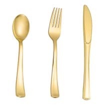 Conjunto de talheres de plástico dourado N9R 500PCS para festa, casamento